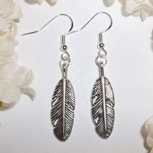 Bohemian Silver Feather Earrings Dangle Set 2290